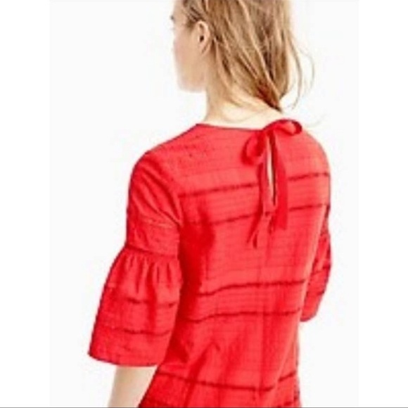 J.Crew Flutter Sleeve Eyelet Shift Dress Orange Red Women’s Size 2 - Picture 3 of 12